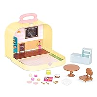 Li’l Woodzeez – Pastry Shop Playset – Travel Toy – Compact Travel Suitcase – Dollhouse Furnitures & Accessories Included – Pretend Play for Kids Age 3+