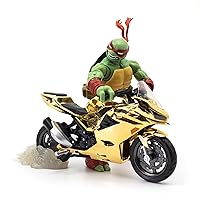The Loyal Subjects Teenage Mutant Ninja Turtles BST AXN Raphael 5-inch Action Figure with Metallic Gold Motorcycle Set - 2023 Limited Edition SDCC Exclusive
