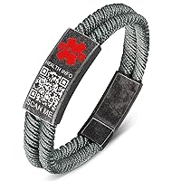 Upgraded Medical Bracelets Men Women with QR Code Medical Alert ID Bracelets - Titanium Steel Wristband Fits Wrists Up 8''-10'' - More Space Custom Emergency Medical ID Info