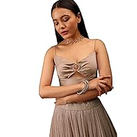 Women's Readymade Satin Blouse For Sarees || Indian Designer Bollywood Padded Stitched Crop Top Choli