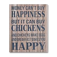 godblessign money can't buy happiness but it can buy chickens and chickens make eggs and breakfast makes you happy,wood sign,funny,Personalized Housewarming Gift, 12x18