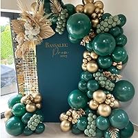 Green and Gold Balloons Arch Garland Kit 129pcs Dark Emerald Green Sage Green Metallic Gold Balloon for Birthday Wedding Christmas New Year Eve Party Decorations