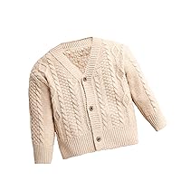 Baby Boy Baby Girl Small Knitted Cardigan with Button - Solid Color Cardigan Sweater - Warm,Comfortable,6M-4T Infant