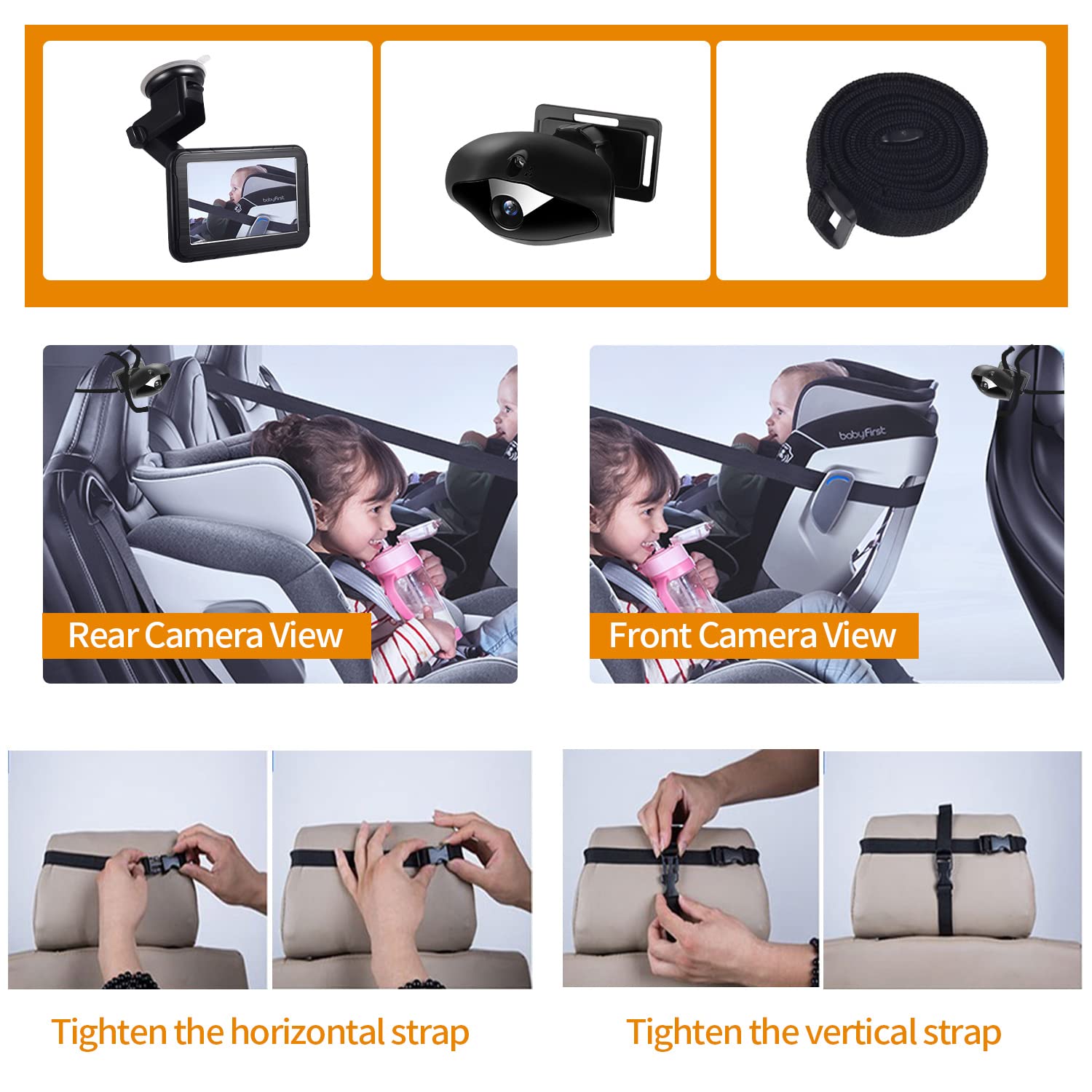 Baby Car Camera HD 5 Inch Monitor Kit Seat Rear Facing View Infant Mirror Safety System Clear Night Vision