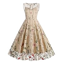 Women's Wedding Guest Dress Party Wave Point Color Sleeveless Retro Dress Sleeve Grenadine Cocktail