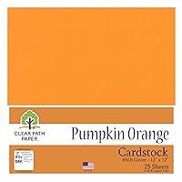 Clear Path Paper - Pumpkin Orange Cardstock - 12 x 12 inch - 65Lb Cover - 25 Sheets