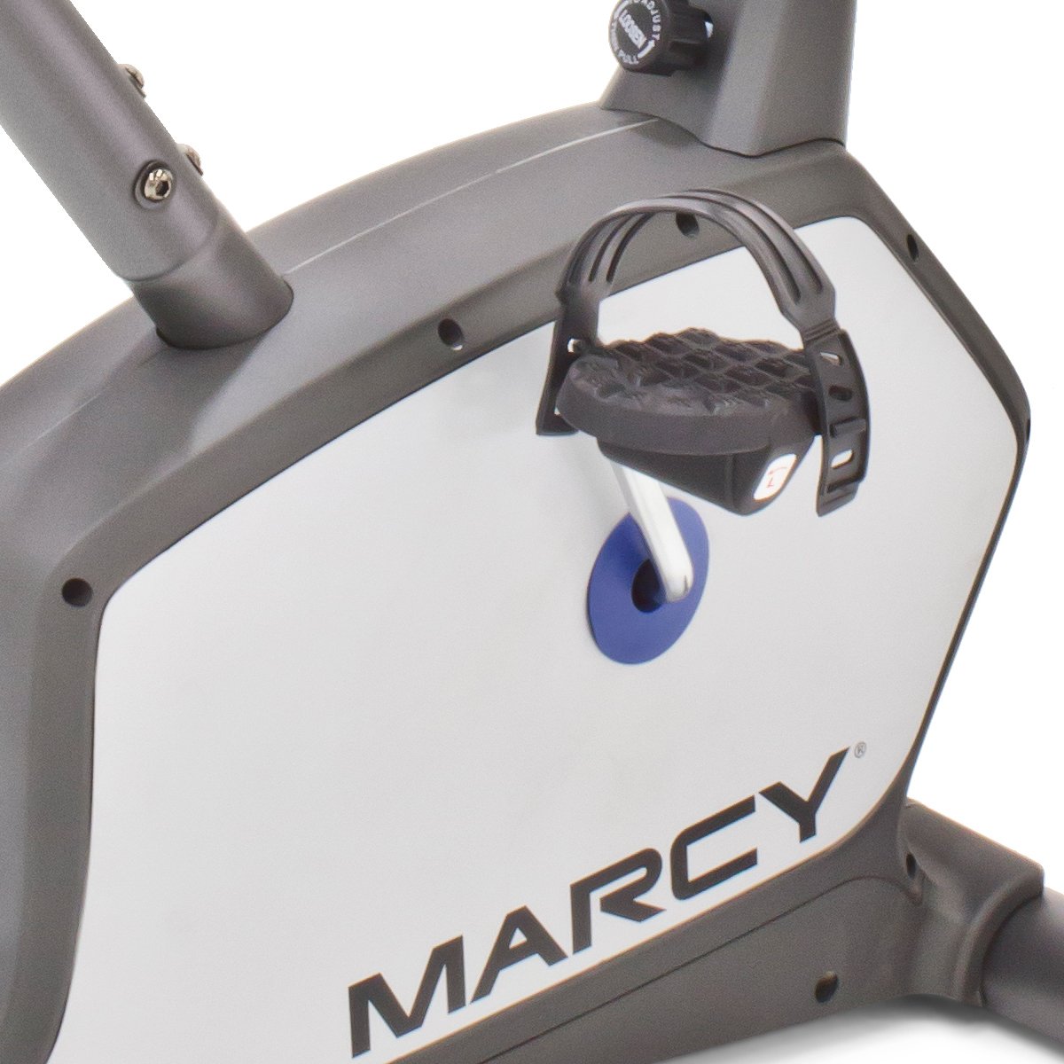 Marcy Upright Exercise Bike with Adjustable Seat and 8 Magnetic Resistance Preset Levels NS-1201U,Black/Grey/Silver