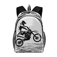 Motocross Rider Printing Computer Backpack - Lightweight School Bag for Men Women Boys Girls Teens