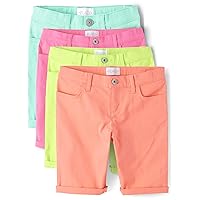 The Children's Place Girls' Sold Skimmer Shorts, Aqua/Pink/Yellow/Orange Brights 4-Pack, 12