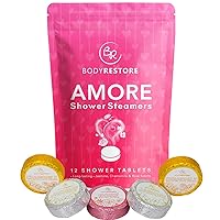 BodyRestore Shower Steamers Aromatherapy - 12 Pack Shower Bombs for Women - Jasmine, Chamomile, Rose Essential Oil Shower Tablets, Stress Relief and Relaxation Bath Gifts for Women and Men