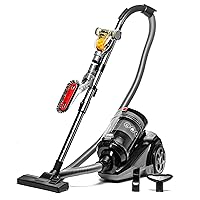 Ovente Heavy Duty Electric Bagless Canister Vacuum Cleaner 3L Dust Cup, Portable Corded Suction Vacuum Machine with Cleaning Tools Compact Easy to Clean & Storage, Black ST2620B