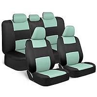 PolyPro Car Seat Covers Full Set in Mint on Black – Front and Rear Split Bench Seat Covers Accessories for Auto Trucks Van SUV,Easy to Install