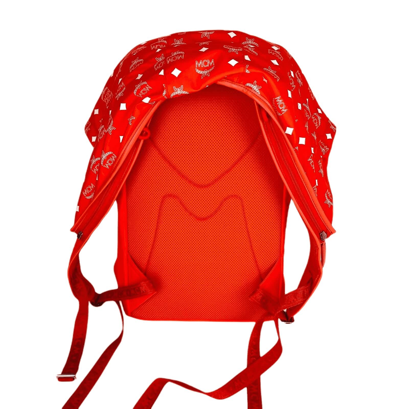 MCM Women's Orange Red Nylon Luft Hoodie Backpack/Detachable Hood MMK9SNX34OX001