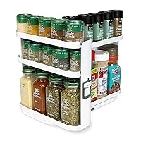 Sliding Spice Rack Organizer for Cabinet - Pull & Rotate Seasoning Organizer - 3 Snap-In Adjustable Shelves for 5 Tier of Storage - Magnetic Modular Design - 8.9”H x 6.1”W x 10.8”D