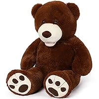 DOLDOA 52in Big Teddy Bear Stuffed Animals with Footprints, Giant Teddy Bear for Baby Shower, Life Size Teddy Bear Plush Gift for Kids, Girlfriend, Dark Brown