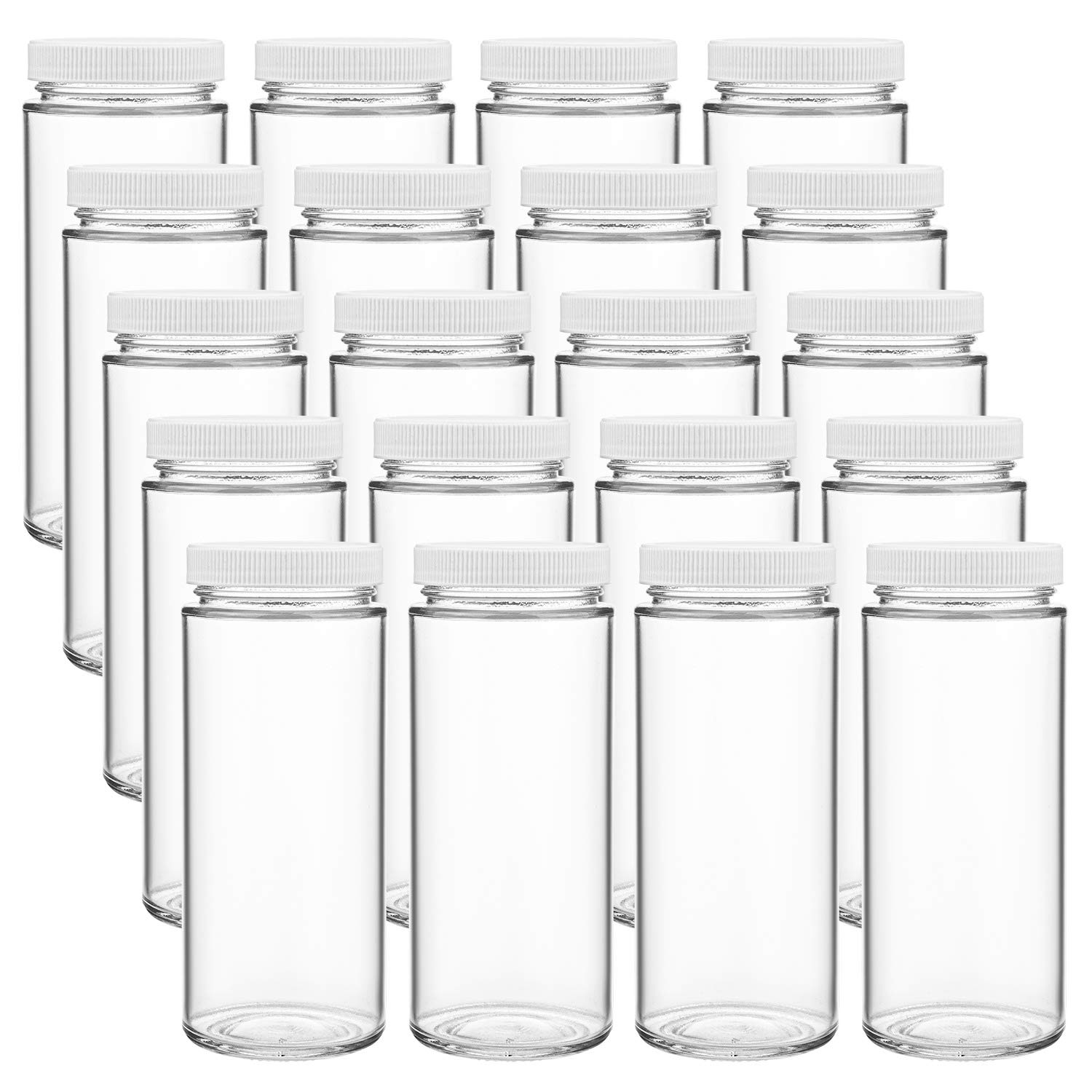 Suwimut 20 Pack Glass Jars With Lids, 12 oz Wide Mouth Glass Drinking Bottle Mason Canning Jars with Plastic Airtight Lids, Reusable Glass Water Bo...