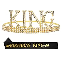 Gold Birthday King Crown and Birthday King Ribbon Birthday King Crown and Sash Gold King Crowns for Men Men's Birthday Gift Men Birthday Party Decoration 1 Gold Medal