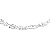 Tuscany Silver Women's Sterling Silver Twined Flexible Herringbone and Frosty Necklace 43 cm/17, Silver