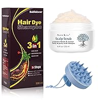 Dark Brown Hair Color Shampoo and Scalp Scrub Virtual Bundle with Extra Hair Wash Brush.