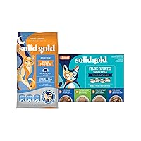 Solid Gold Indigo Moon - Dry Cat Food with Digestive Probiotics for Cats - Grain & Gluten Free - High Protein - 3lb - Wet Cat Food Variety Pack - Wet Cat Food Pate & Shreds in Gravy Recipes - 12 Pack