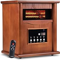 LifePlus Electric infrared Space Heaters for Indoor Room Use, 1500W Box Space Heater with Wood Frame, Remote Control and Timer, Multiple Security Protections, Nice for Living Room Home Office