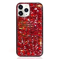 Bonitec for iPhone 12 Pro Max Case 3D Glitter Sparkle Bling Case Luxury Shiny Crystal Rhinestone Diamond Bumper Red Gems Protective Case Cover