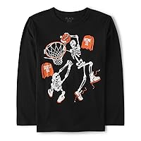 The Children's Place Unisex-Baby Long Sleeve Halloween Graphic T-Shirt Skeleton Basketball Small