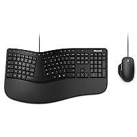 Microsoft Ergonomic Desktop (Set with Mouse and Keyboard, German QWERTZ Keyboard Layout, Black, Ergonomic, Wired)