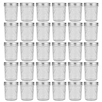 Accguan 6oz / 180ml Mason Jars Glass Canning Jars, Jelly Jars With Regular Lids, Ideal for Honey,Jam,Wedding Favors,Shower Favors,Set of 30