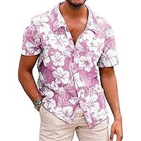 Men's Novelty Hawaiian Floral Shirt Summer Casual Button Down Tropical Holiday Beach Shirts