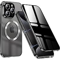 Magnetic Privacy Case for iPhone 15 Pro Max,Anti Peeping Tempered Glass Screen Protector Double Sided Full Body Cover Compatible with Magsafe Anti Spy iPhone 15 ProMax Phone Case,Black