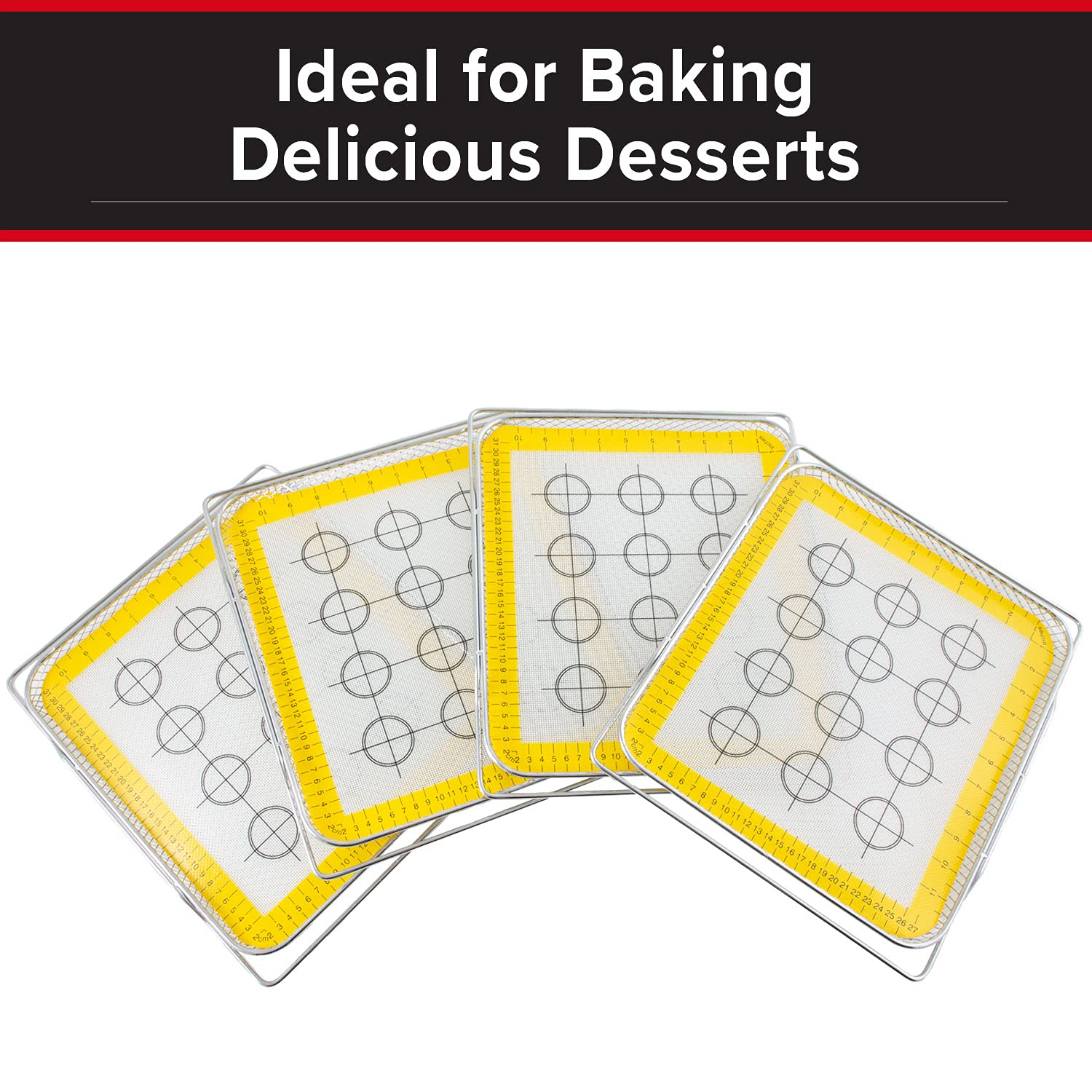 NUWAVE Genuine 9-Piece Ultimate Baking Kit, 1.3” Deep SS Roasting Tray, 4 SS Racks, 4 - 11.5”x13” Silicone Baking Mats, Compatible w/ All Bravo XL Air Fryer Oven Models 20801,20802, 20811, 20850