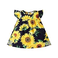 Girls Dress 7 8 Toddler Infant Kids Baby Girls Short Sleeve Skirt Girls Dress Sunflower Skirt Birthday Outfits