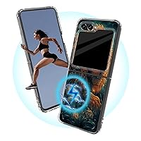 Design for Samsung Galaxy Z Flip 5 5G Case [Compatible with MagSafe] Magnetic Clear Slim-fit Soft Bumper Phone Case for Galaxy Z Flip 5 (6.7 inch), Lion