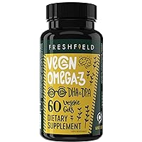 Freshfield Vegan Omega 3 DHA + DPA: Carrageenan Free, Compostable Bottle Made from Plants, Fish Oil Replacement, Carbon Neutral. Supports Heart, Brain, Joint Health (60)