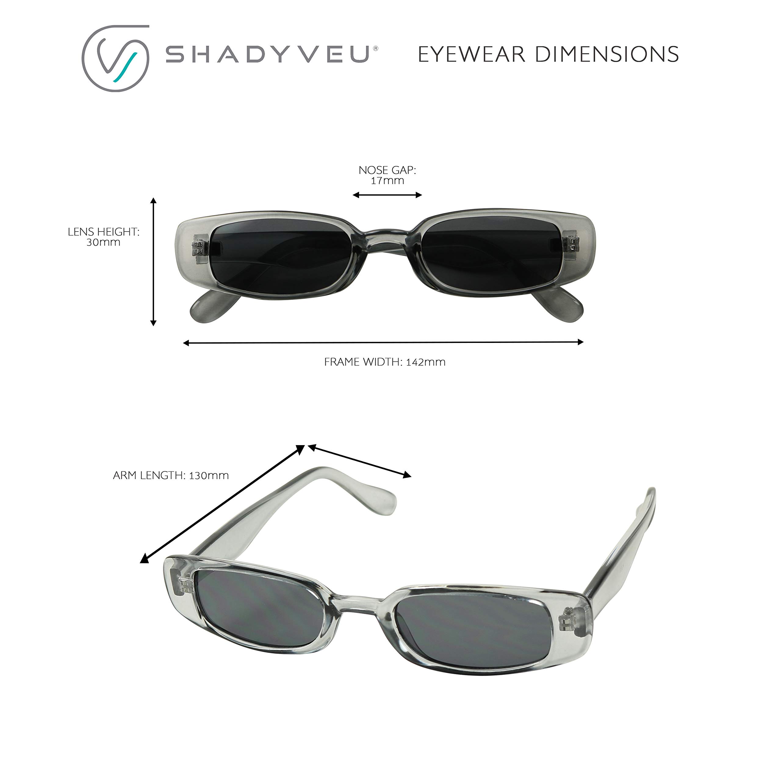 ShadyVEU Slim Classic Rectangular Sunglasses UV Protection 90’s Vintage Small Wide Retro Frame Fashion Shades