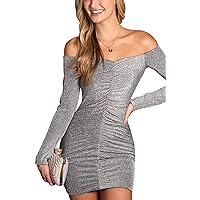 Women's Dresses for Party Prom - Cute Sexy Cocktail Bodycon Dress for Women Sparkly Ruched