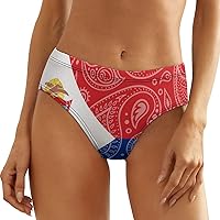 Paisley And Dutch Saint Martin Flag Women's Underwear Breathable Briefs Low Waisted Ladies Panties Full Coverage Underpants