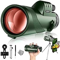 40X60 Monocular Telescope High Power Monocular for Adults with Phone Adapter& Tripod& Hand Strap Low Night Vision Monocular Equipped with BAK4 Prism for Bird Watching Hunting Traveling Concert