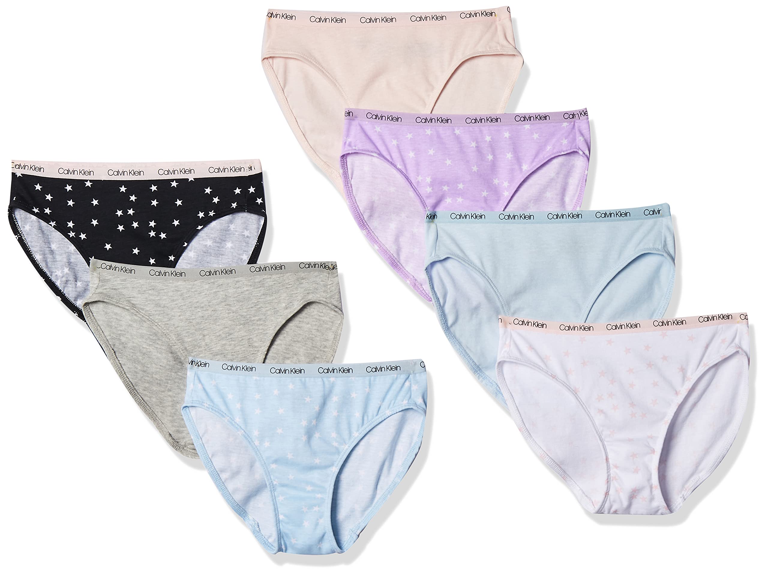 Calvin Klein Girls' Cotton Underwear Bikini Panties, 7 Pack