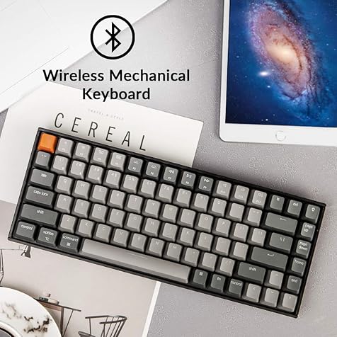 Keychron K2 75% Layout Bluetooth Wireless Mechanical Gaming Keyboard with Gateron G Pro Brown Switch/White LED Backlit/USB C/Anti Ghosting/N-Key Rollover, 84 Keys, for Mac Windows-Version 2