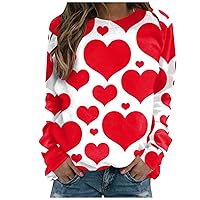 Crew Neck Sweatshirt Gifts for Couples Heart Patterned Turtle Neck Sweatshirts Fashion Date Women's Winter Tops