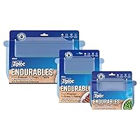 Ziploc Endurables Small, Medium, and Large Pouch, Reusable Silicone Bags and Food Storage Meal Prep Containers for Freezer, Oven, and Microwave, Dishwasher Safe