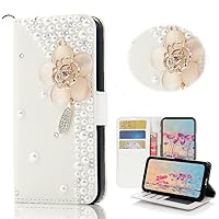 STENES iPod Touch (6th Generation) Case - Stylish - 3D Handmade Bling Crystal Flowers Desgin Wallet Credit Card Slots Fold Media Stand Leather Case for iPod Touch 5/6th Generation - Pink