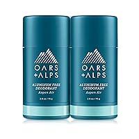 Oars + Alps Aluminum Free Deodorant for Men and Women, Dermatologist Tested and Made with Clean Ingredients, Travel Size, Aspen Air, 2 Pack, 2.6 Oz Each