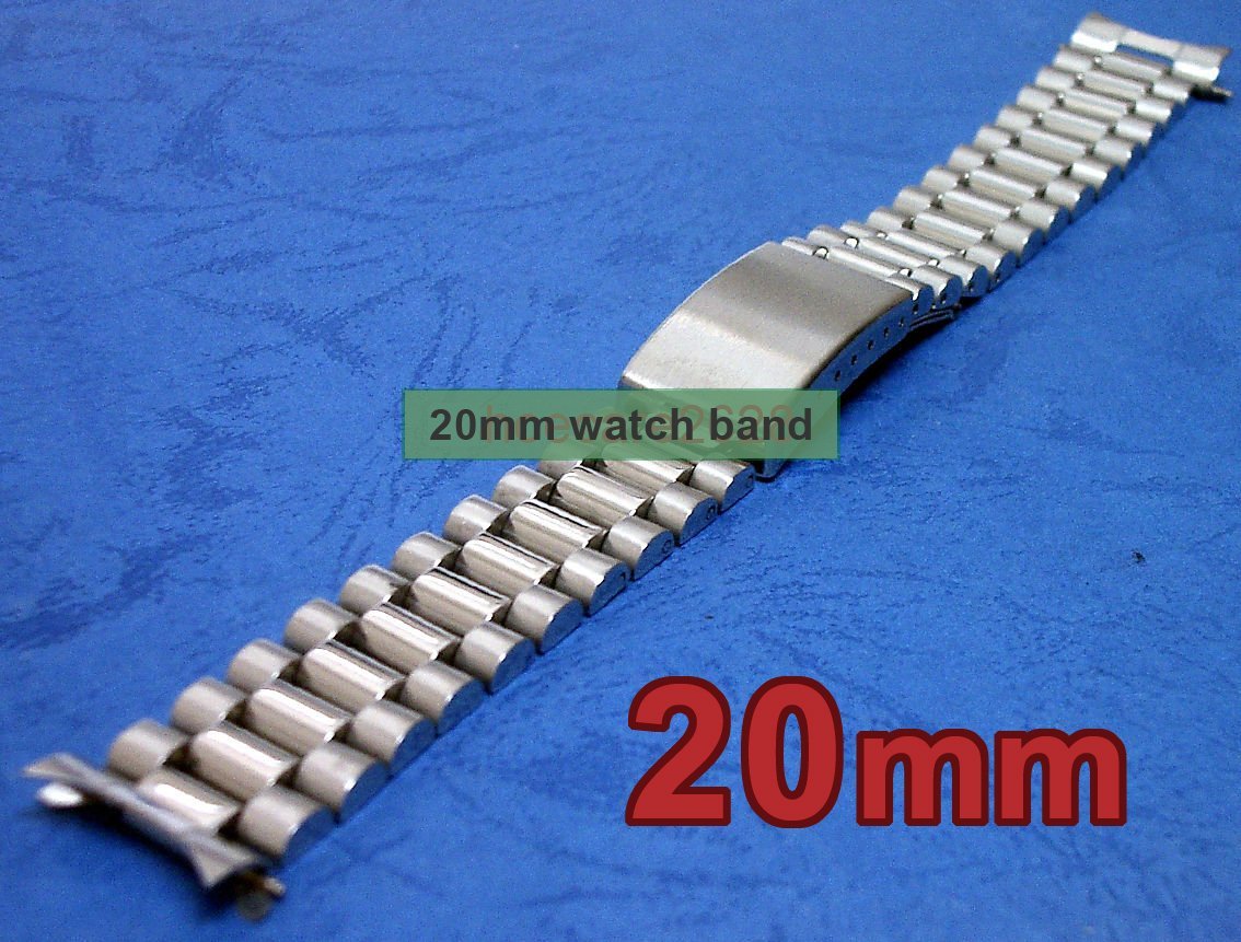 20mm Solid Stainless Steel 70's Vintage Style Watch Band 0257