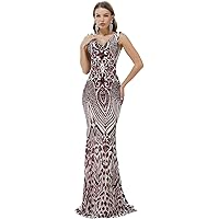 FCOMES Women's Short Sleeves Sequins Mermaid Evening Dress Formal Party Prom Gowns