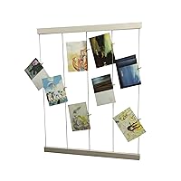 FixtureDisplays® White Photo Display, DIY Picture Frames Collage Set Includes Picture Hanging Wire Twine Cords, Natural Wood Wall Mounts and Clothespin Clips 18157-NPF