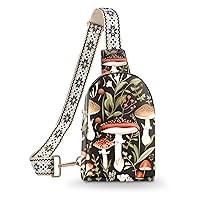 Mushroom Small Sling Bag Leather Fanny Packs for Women Gifts Crossbody Purses Travel Chest Casual Daypacks