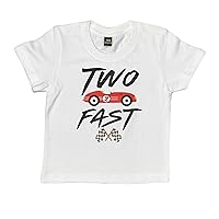 Two Fast Two Curious Shirt Race Car Plaid Letter Print Kids Birthday Tee Retro 70S Vintage Curious Birthday Party Top (2-3T, Red Car-T Shirt)